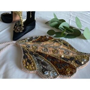 Evening Bag Beaded Leaf by Marco Wristlet GORGEOUS NEW